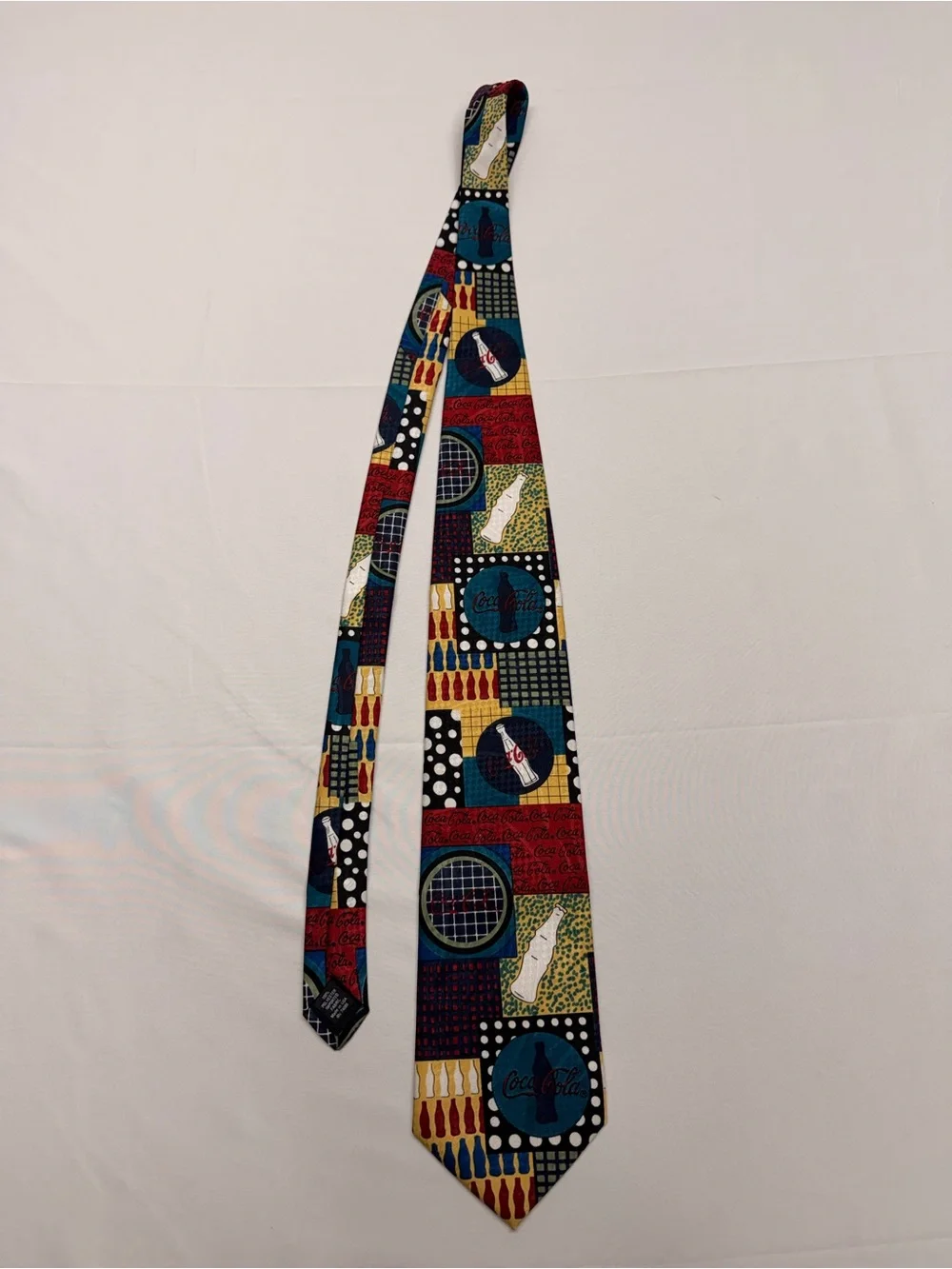 Vintage 90’s Coca-Cola Novelty Necktie Logo Bottle Print Made in USA